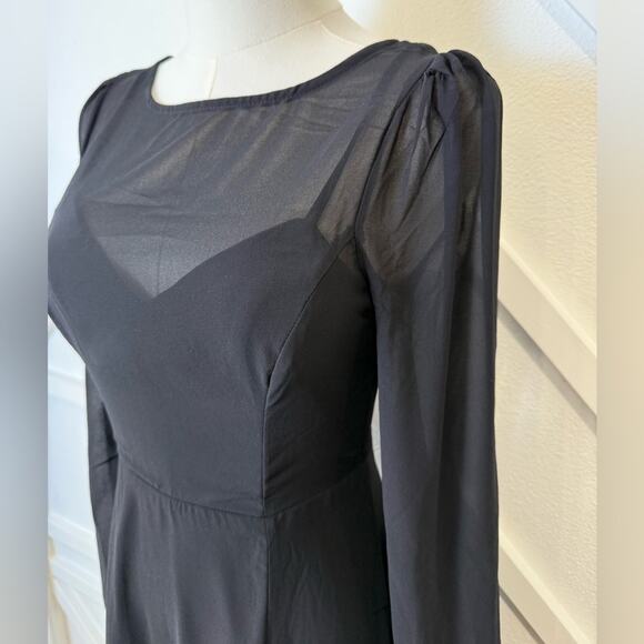NWOT Lulus Prestigious Poise Black Backless Balloon Sleeve Maxi Dress Size XS - Picture 5 of 13